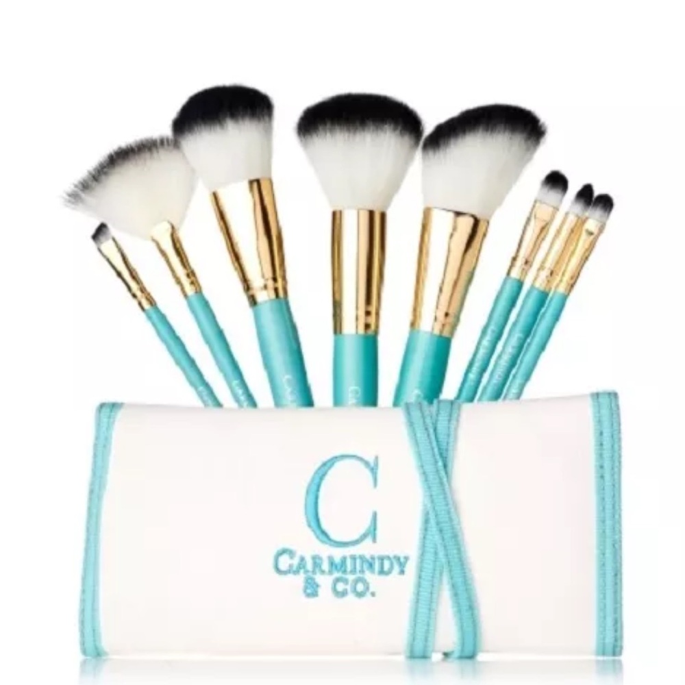 Blue and Gold Makeup Brush Set